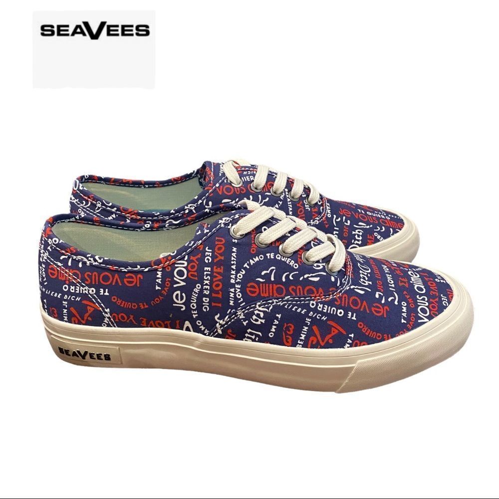 NEW SeaVees Trina Turk Legend Women's Te Amo Navy Poplin Twill Sneakers 7.5